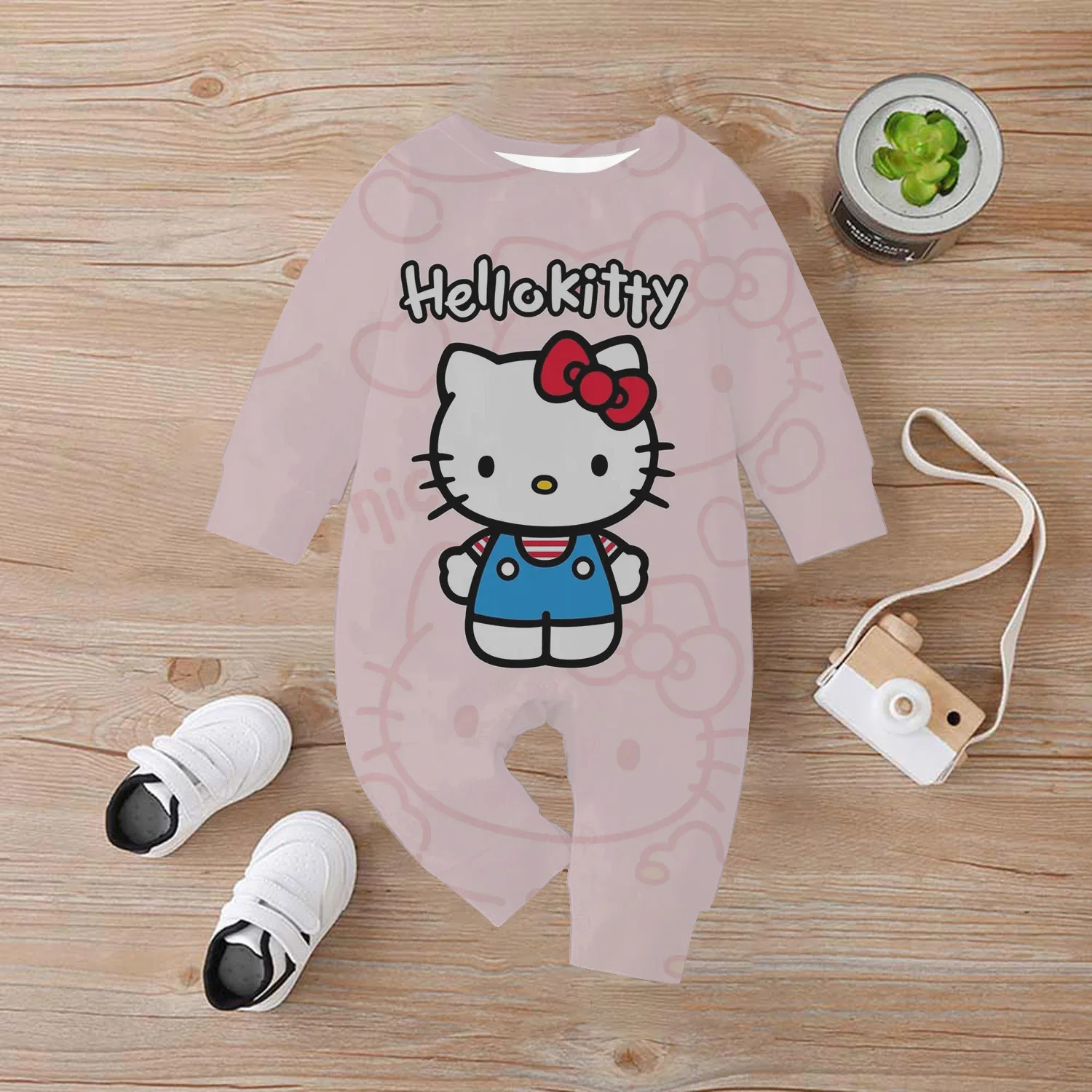 2024 New HELLO KITTY Cartoon Anime Baby Romper 0-4 Years Boy Girl Kids Newborn Casual Jumpsuit