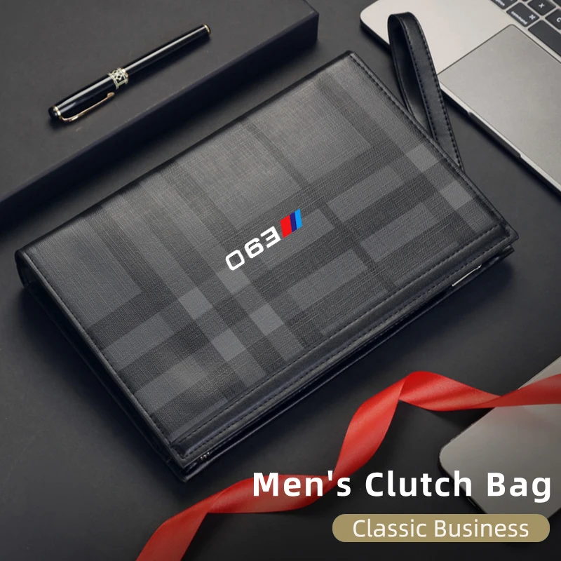 Fashion Plaid Clutch Car Logo Money Phone Storage Bag For BMW X3 X5 M5 M3 E46 E90 E60 F10 E39 F30 E36 G30 E87 E70 E91 E30 G20