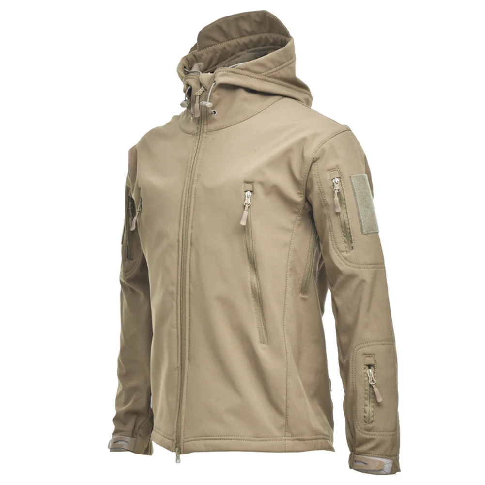 

Winter Warm Soft Shell Daily Men Jacket Gift Outdoor Sport With Hood Long Sleeve Casual Fashion Waterproof Windproof Solid Coat