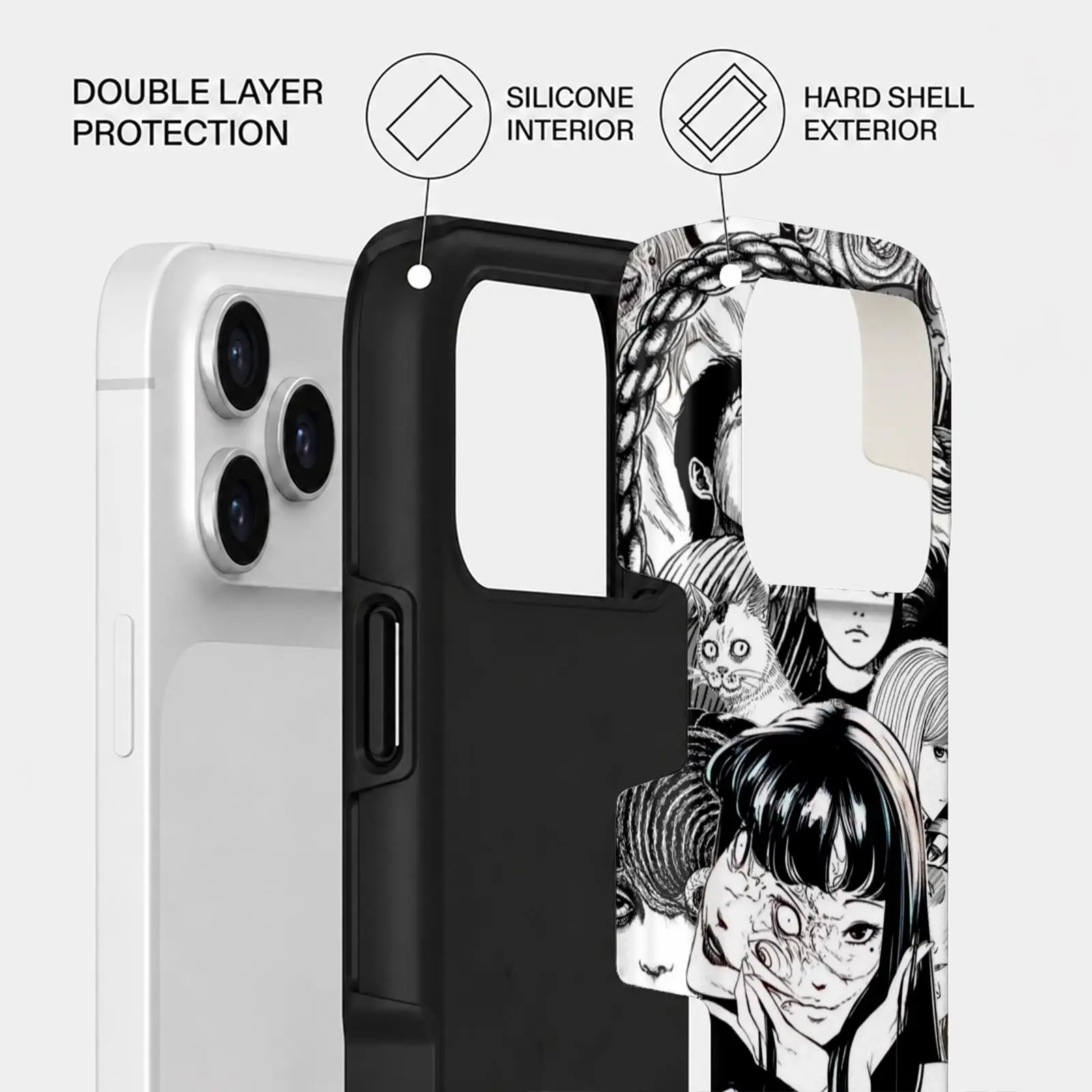 Фото Чехол для телефона J-Junji Ito t-Terror Anime для iPhone 17 16 15 14 13 12 11 Pro Max Air, двухслойный, противоударный защитный чехол №5