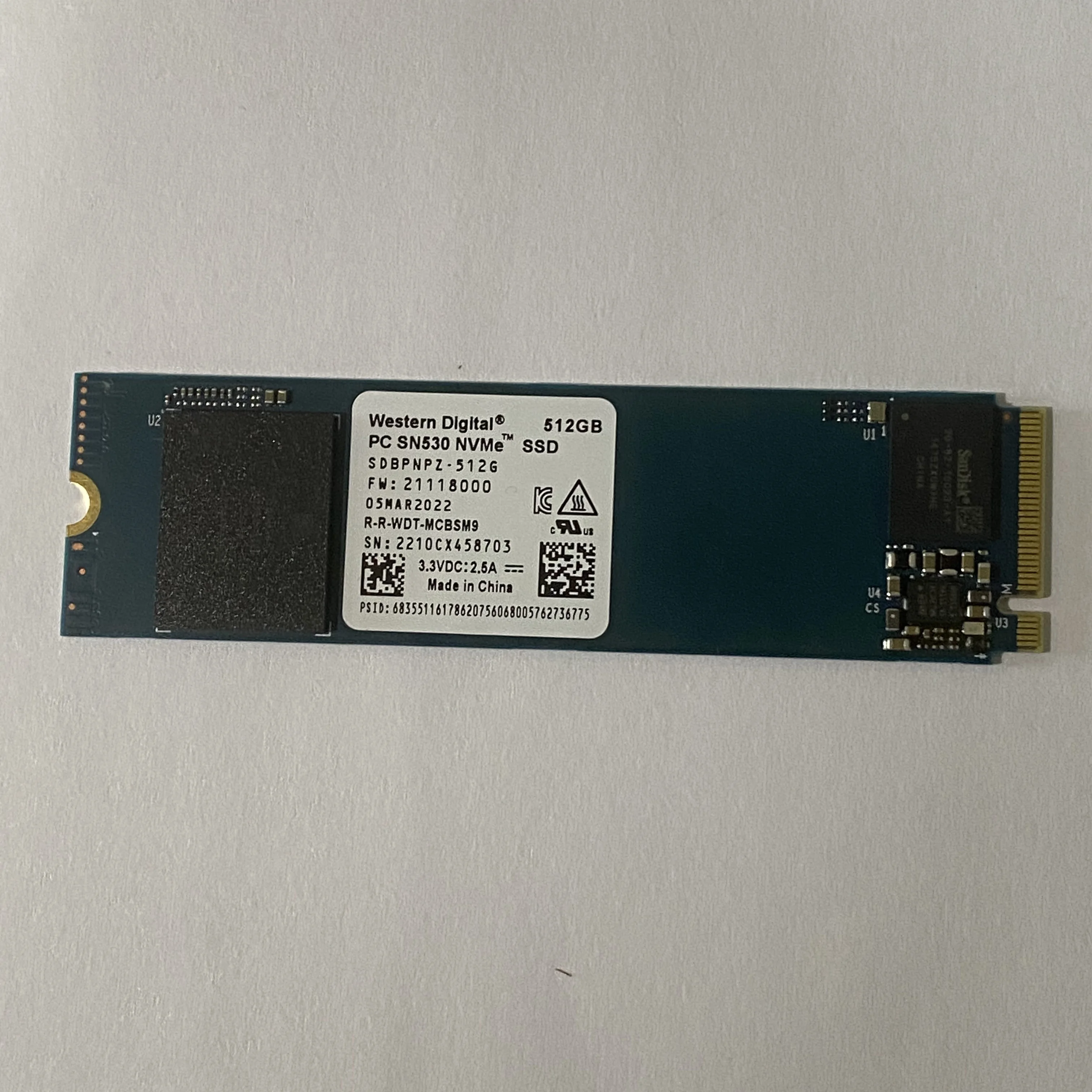 Твердотельный накопитель WD 1 ТБ 512 ГБ SSD PC SN530 SDBPNPZ 1T00 M.2 2280 NVMe PCIe Gen3 x4 для компьютера |