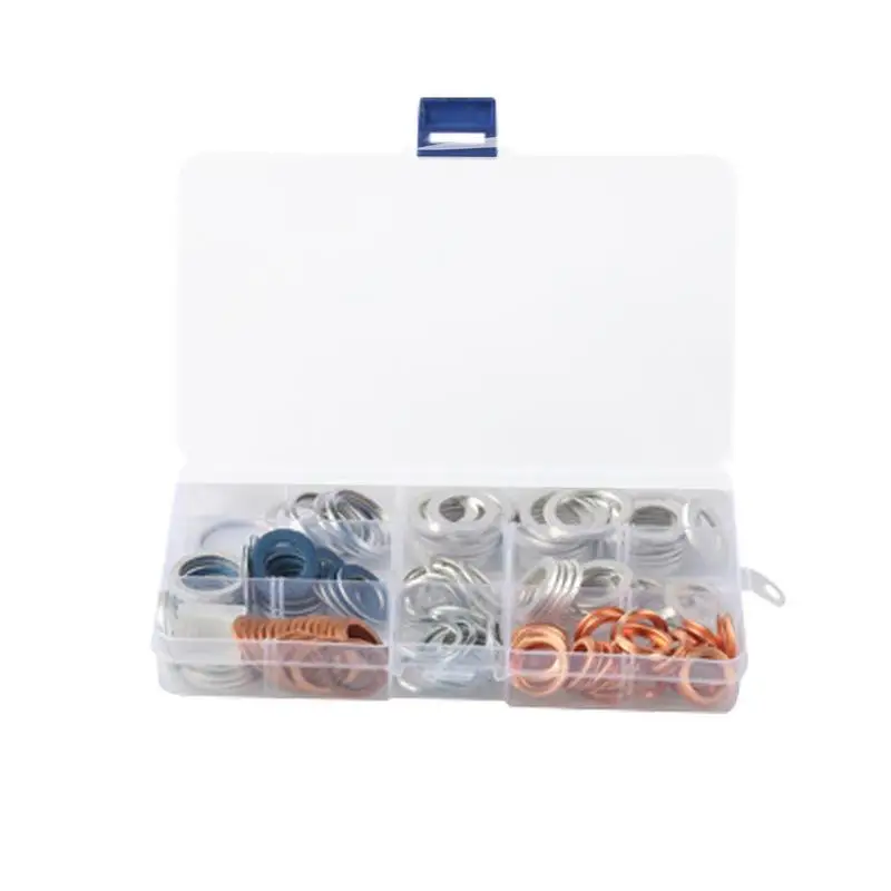 

Screw Washer Set Wear Resistant Anti Rust Repair Kit 140pcs Flat Washer Aluminum Washers Moisture Proof Gasket For Sedans Cars