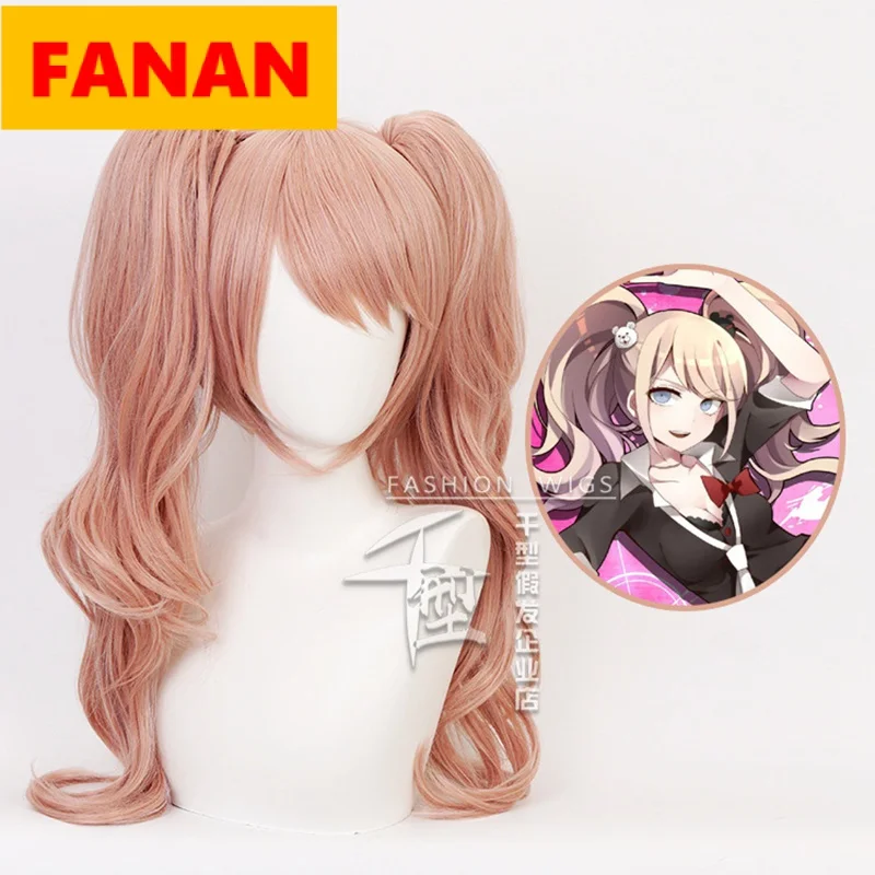 

Женский парик для косплея Dangan Ronpa Danganronpa, термостойкий длинный волнистый парик розового цвета с зажимом для конского хвоста