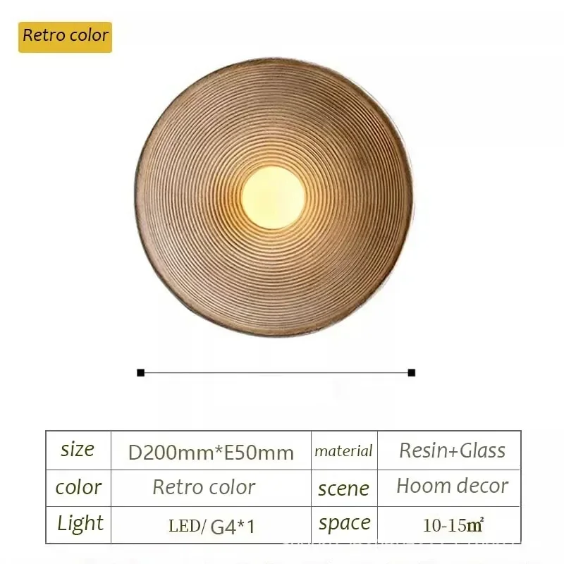 

YANKE Ретро круглый настенный светильник из смолы белый