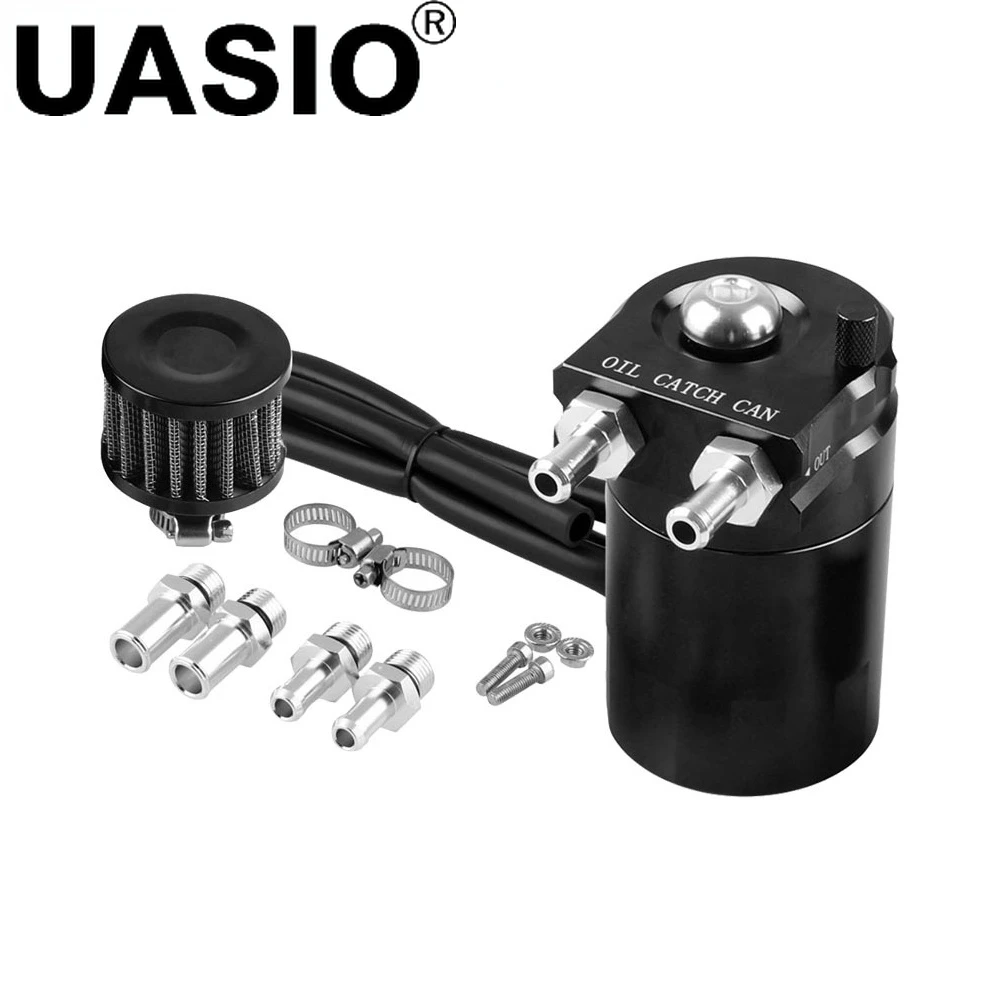 

Baffled Aluminum Oil Catch Can with Filter Kit Tank Cylinder Engine Black Polish Universal Best Quality for All Car Accessories