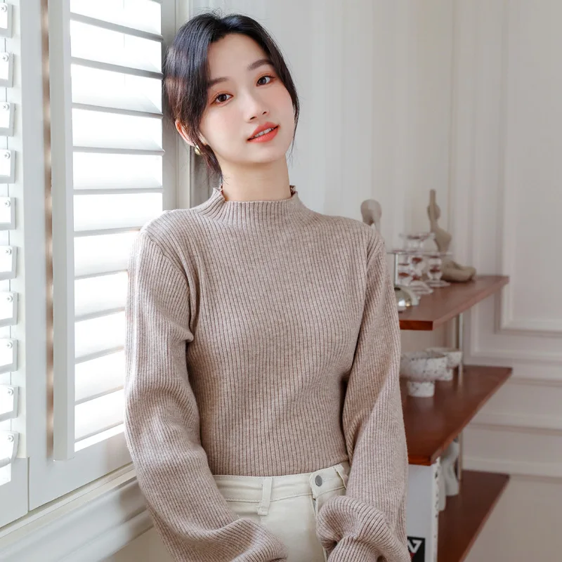 

Autumn And Winter 2022 New Round Neck Undercoat Women's Western Style Sweaters Knitwear Versatile Bubble Sleeve Warm Top