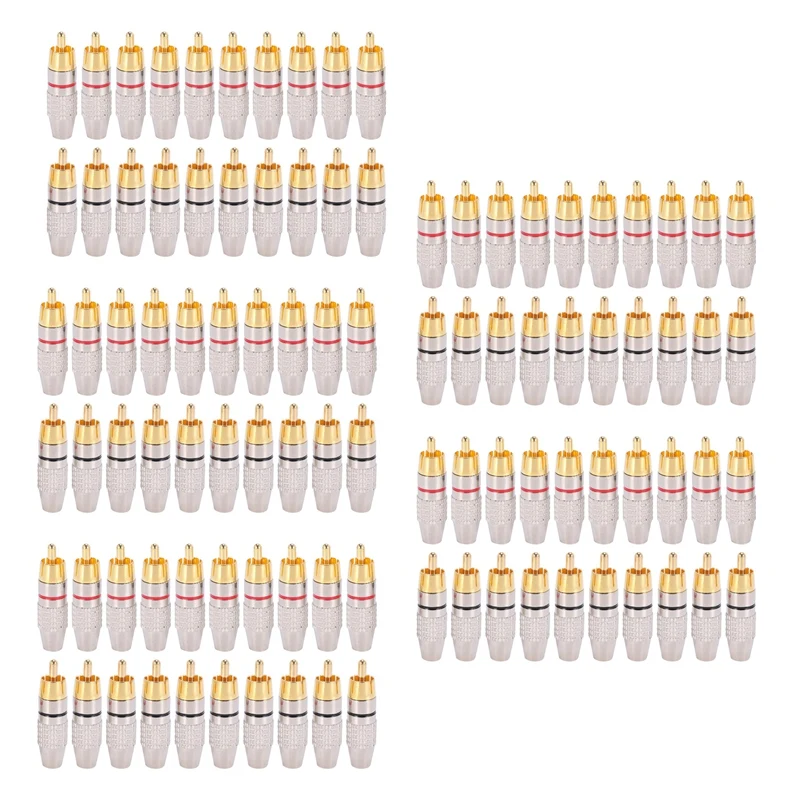 

100 шт. разъем RCA для аудио-и видеоблокировки кабеля, позолоченный