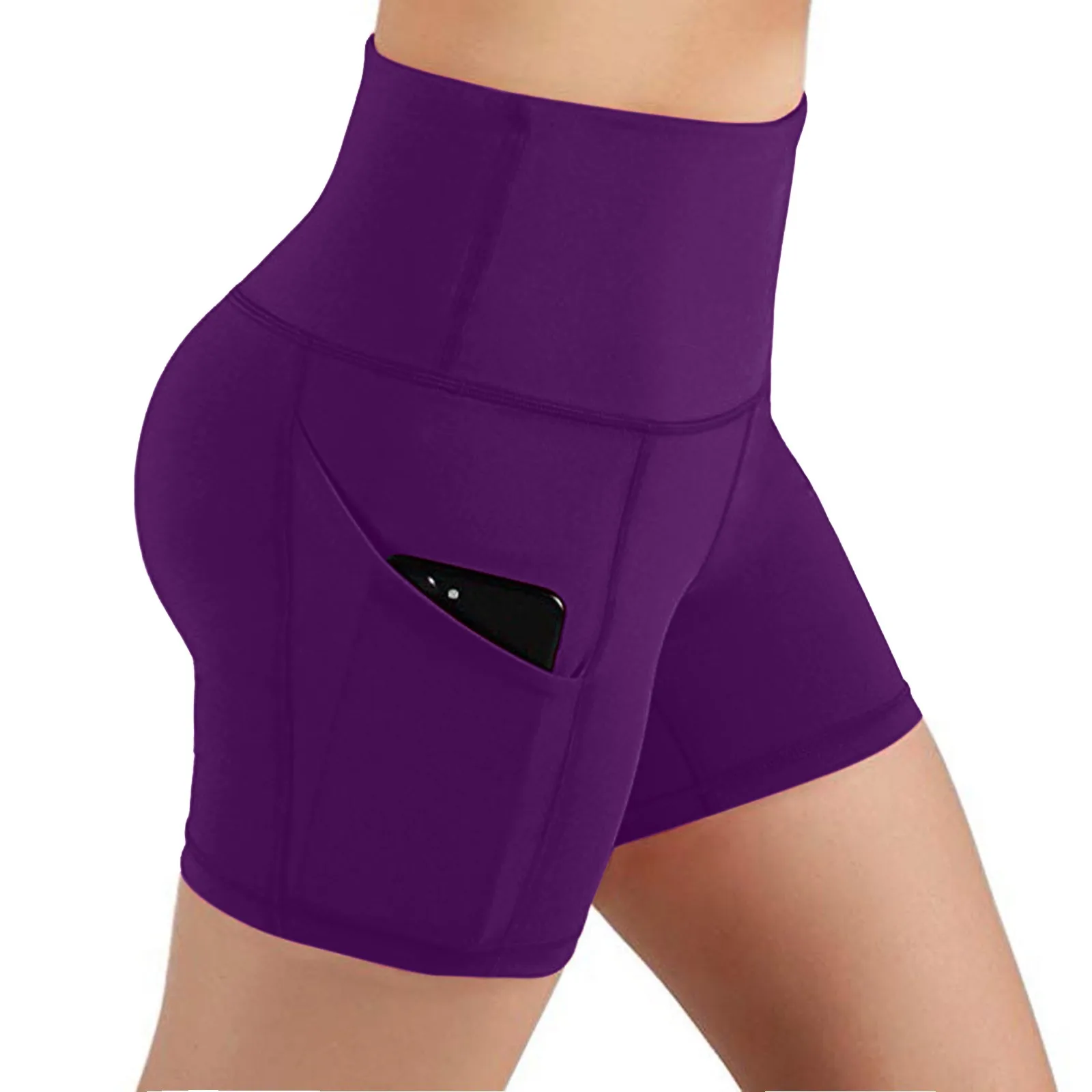 

Women High Waist Solid Color Yoga Sports Shorts