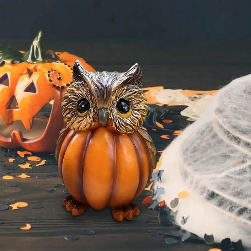 

Pumpkin Owl Figurine Modren Resin Owl Pumpkin Statue Small Garden Pumpkin Sculptures For Christmas Out Door Garden Porch