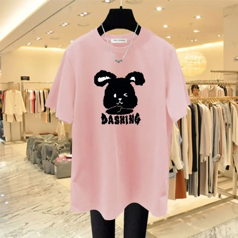 

Women Japanese Style Cartoon Cute Printed T-shirt Summer Oversized Casual Kawayi Tees Female Pullovers Basic O-neck Tops M-6XL