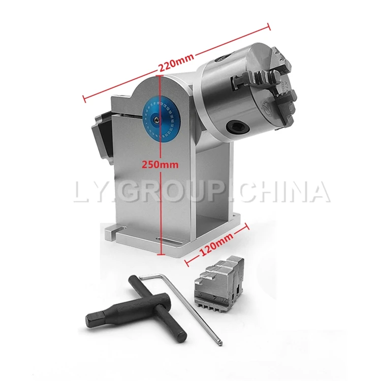 Enlarge LY D80 D100 3 Claws Rotary Axis Diameter 80mm 100mm Max For Fiber Laser Carving Engraving Marking Machine CO2 Laser Engraving