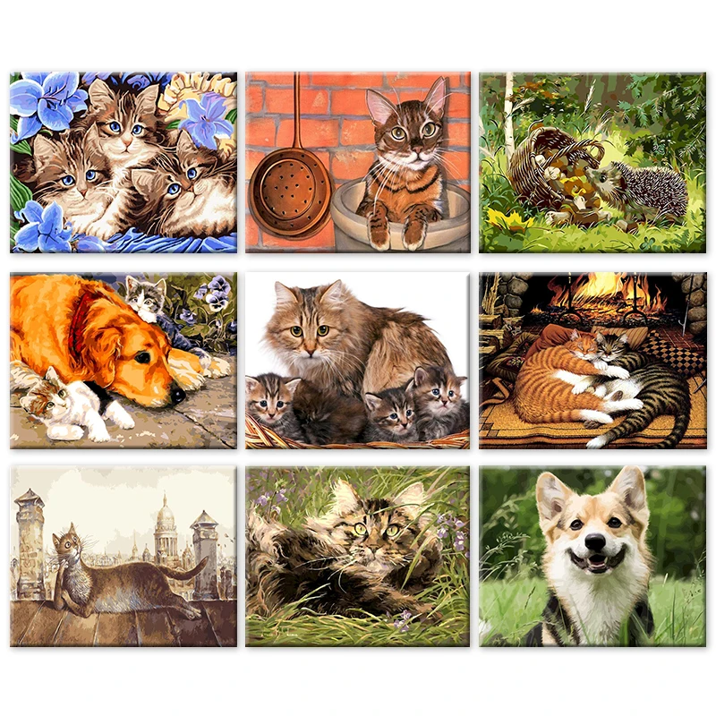 

SDOYUNO Lovely Animals Oil Picture By Numbers 40x50 Framed Acrylic Painting By Number On Canvas Home Decoration Wall Photo