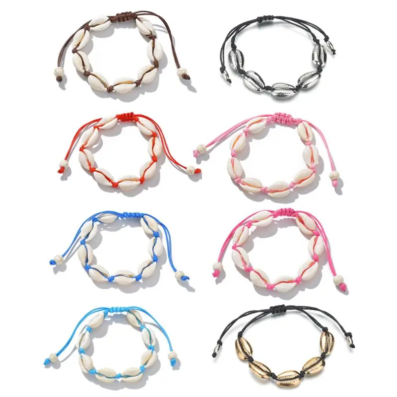 

Adjustable for shell Anklet Braided Bracelet Natural Cowrie Bead Bracelet Jewelr