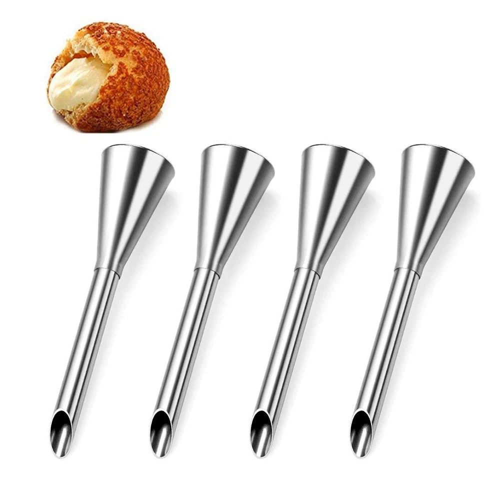 4PcsSet Stainless Steel Churros Piping Tips ChurroDonut Filler Injector Pastry Puff Piping Nozzles Cake Decorating Tips     0987