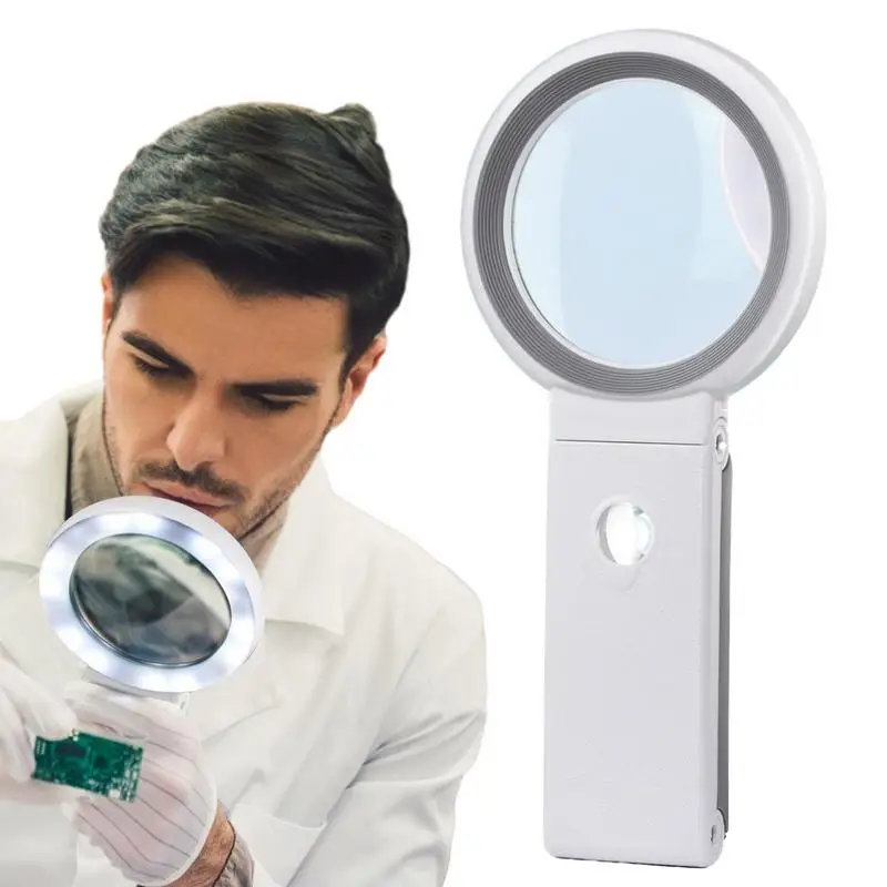 

Desktop Magnifying Mirror Desktop Handheld Reading Magnifier Magnification Tool With 18 LED Lights For Sewing Knitting Reading