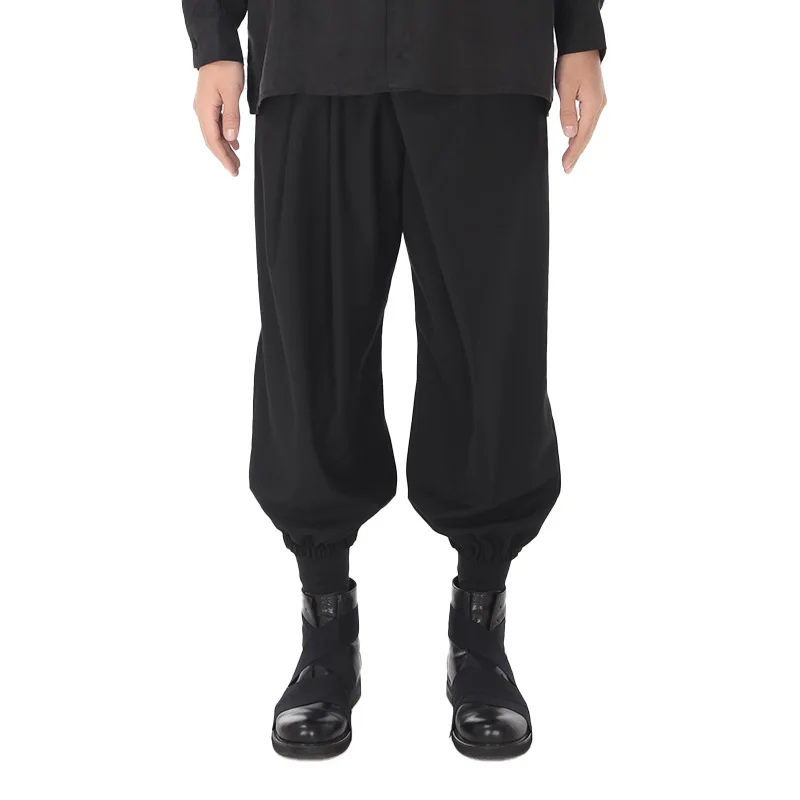 

Men Streetwear Hip Hop Punk Gothic Pants Male Elastic Waist Loose Trousers Japan Style Dark Black Casual Harem Pant
