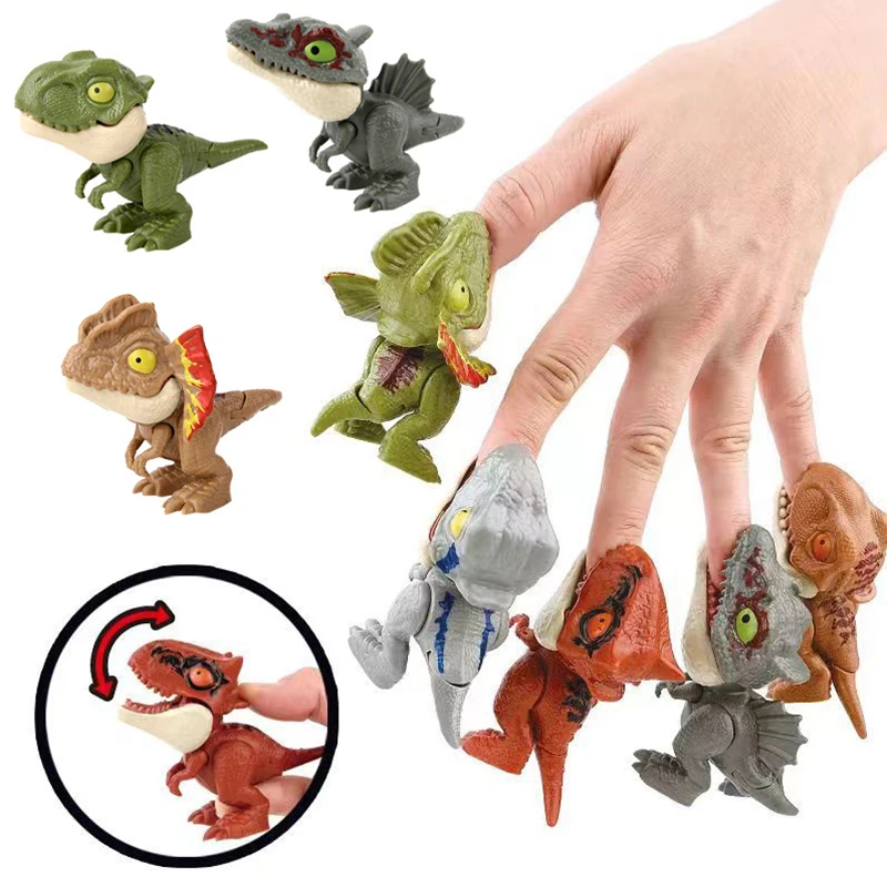 

Mini Tyrannosaurus Rex Blue Raptor Dinosaur Figures Model Dino Toy Biting Hand World Jurassic Fidget Tricky Finger Children Gift