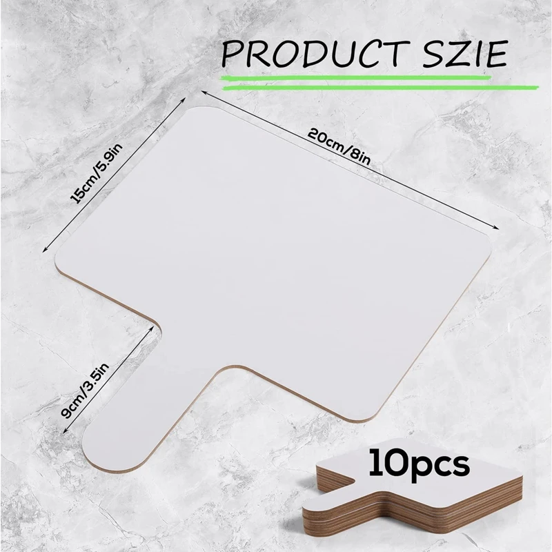 10Pcs 9.6X8inch Dry Erase Answers Paddle Handhold Wooden White Board Double Sided Answer