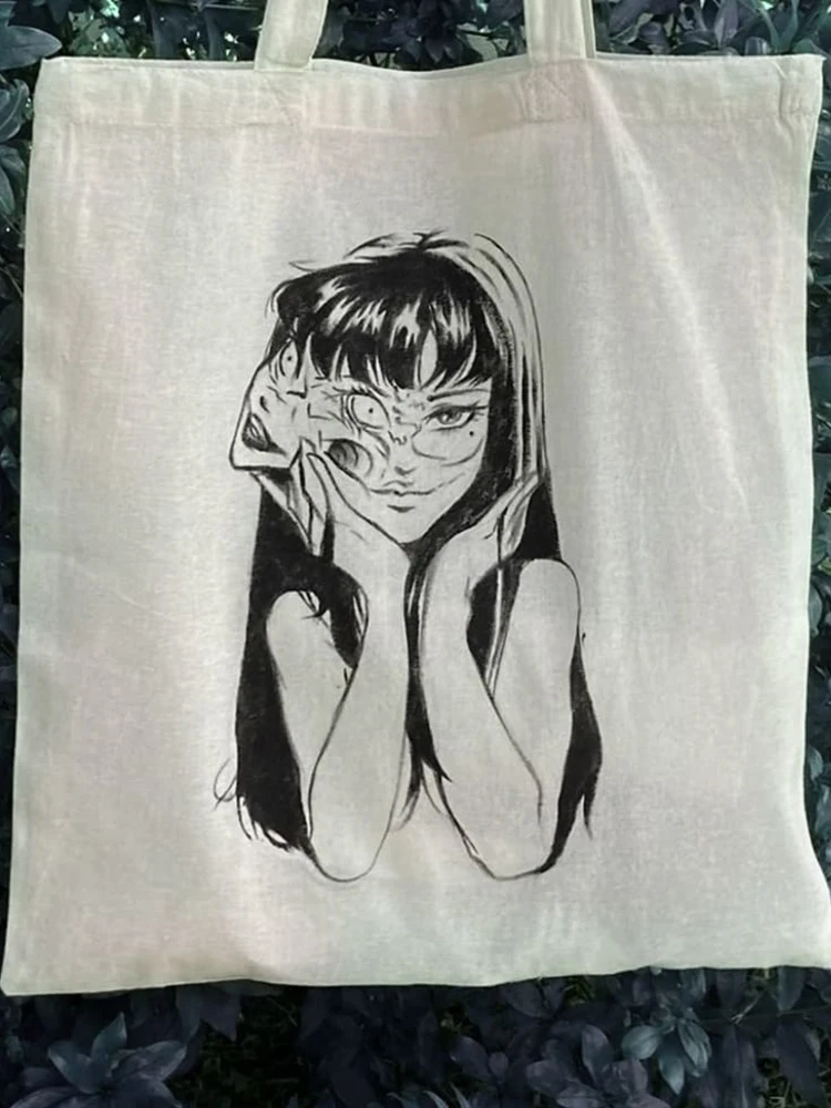 

women's bag 2022 trend Kawaii anime Print Tote Bag Manga Shoppers Bags Handbags Shoulder Bags Canvas Bag Casual Shopping Girls