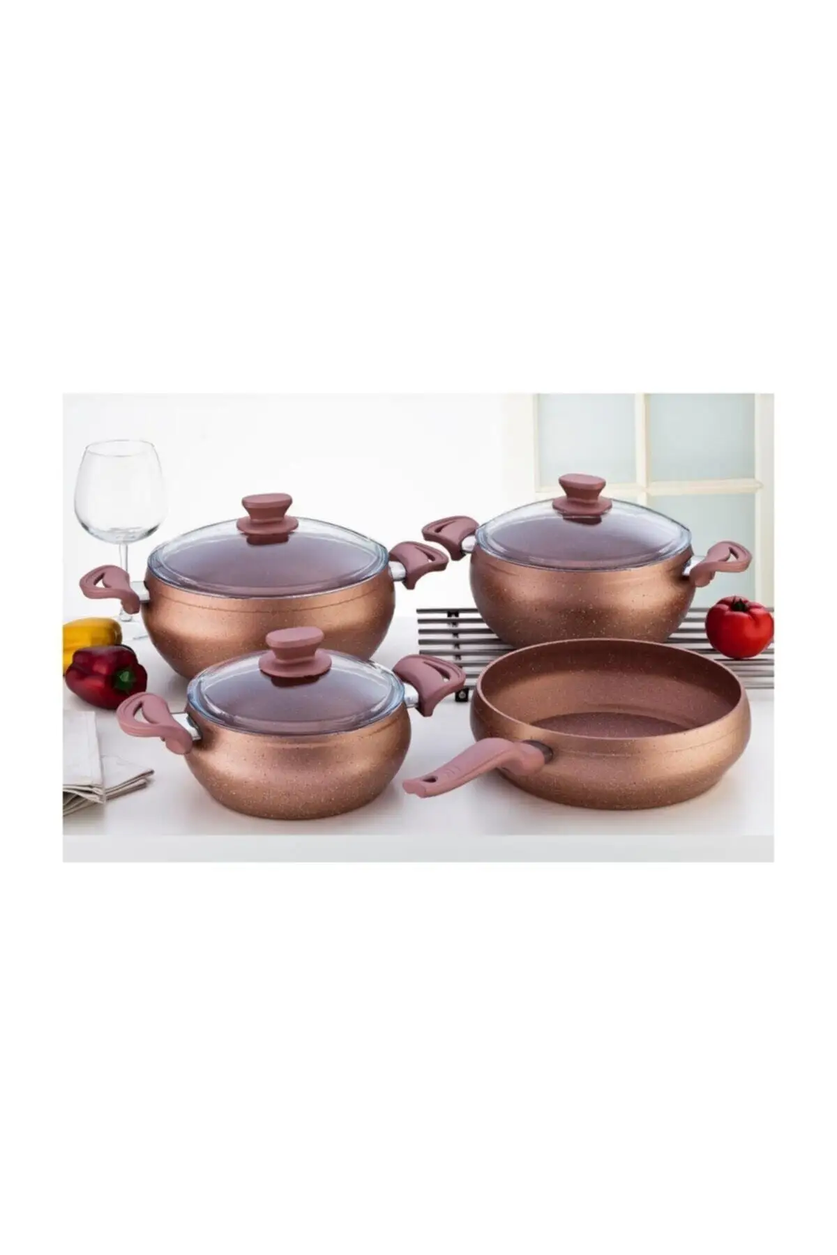 

7 piece Granite Cookware Set, rose