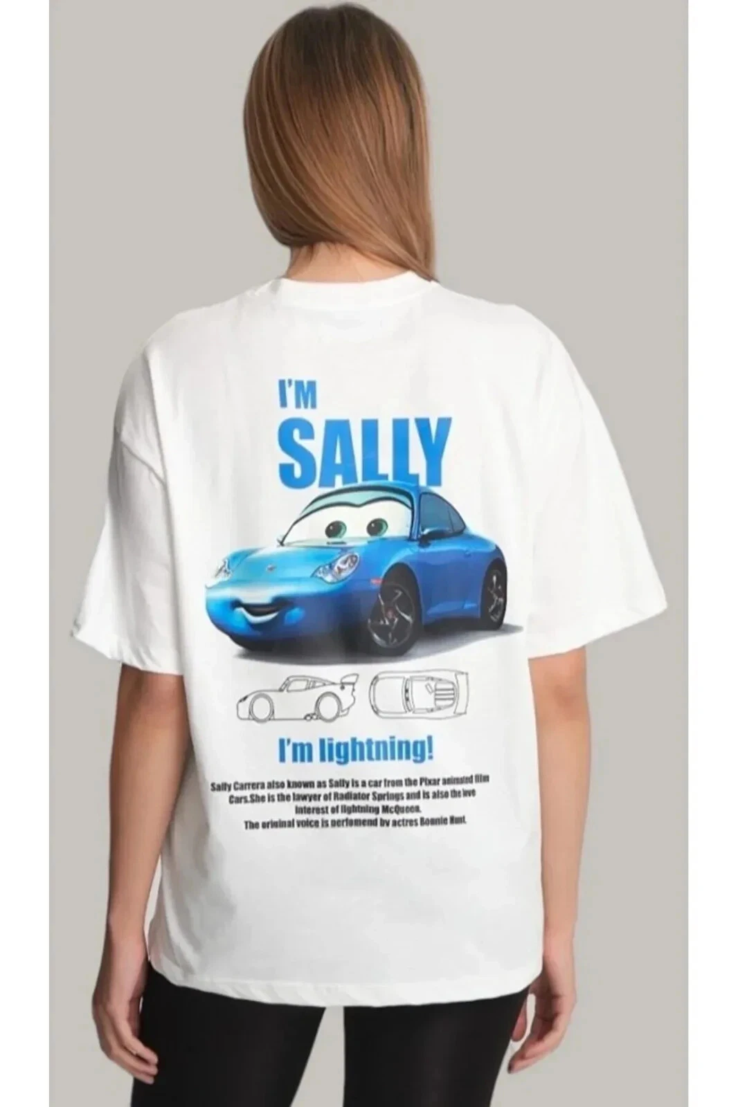 Фото Летняя футболка Disney Fun Sally I'm Lightning Mcqueen Car, мужские футболки, топы, хлопковая одежда, подарок, хлопковая футболка с принтом №2