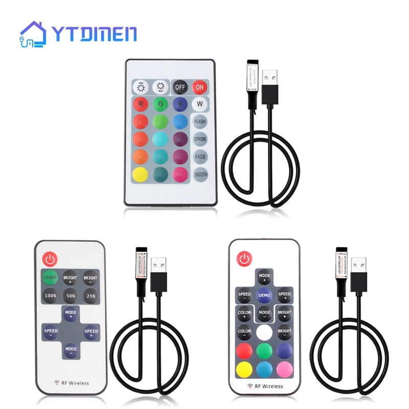 

5V 12V 24V USB Led Strip RGB Remote Controller 5 12 24 V Volt USB LED RGB Strip light Remote Controller Wireless 11 17 24 Key