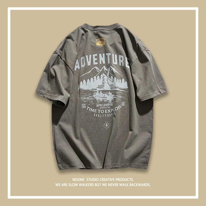 Футболка с коротким рукавом для мужчин и женщин героями мультфильма Adventurer's Story