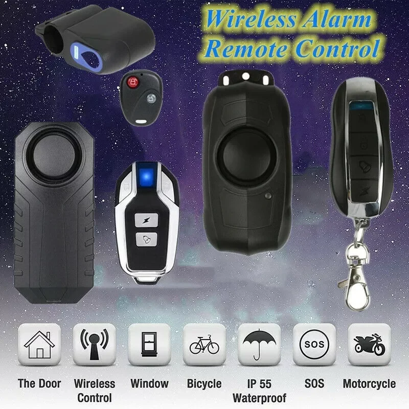 

150dB Wireless Anti-Theft Vibration Sensor Burglar Alarm Motorcycle Bike Security Alarm Remote Control Waterproof