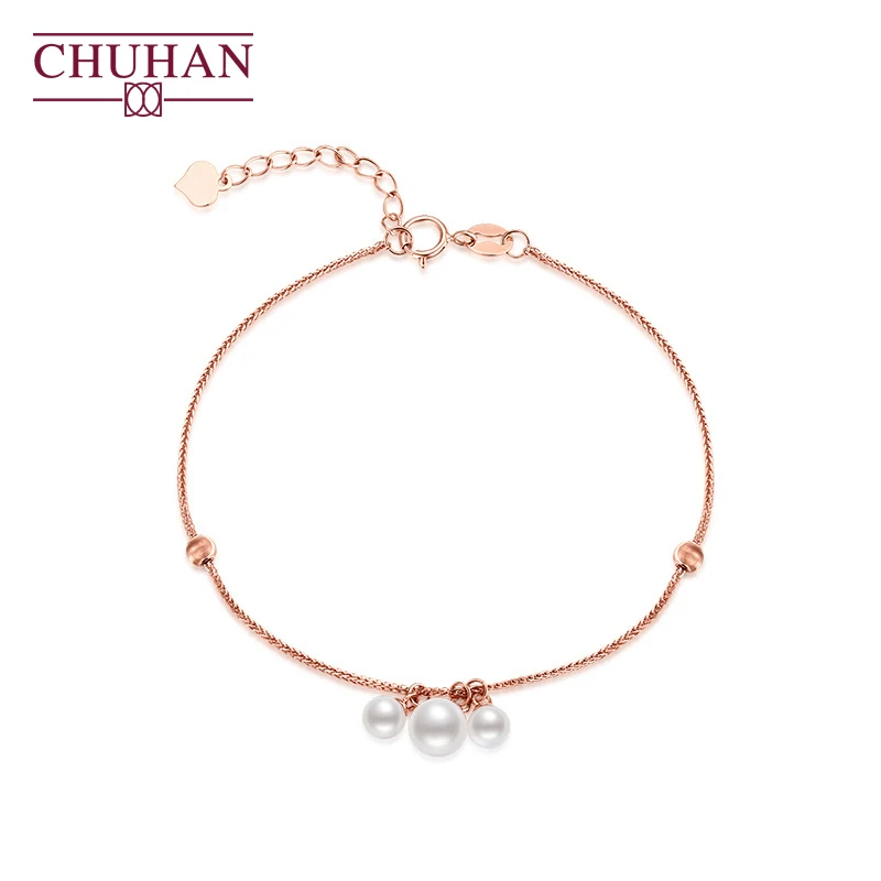 

CHUHAN Real 18k Gold Bracelet High Gloss Natural Freshwater Pearls Au750 Classic Chopin Chain Gifts For Women Fine Jewelry