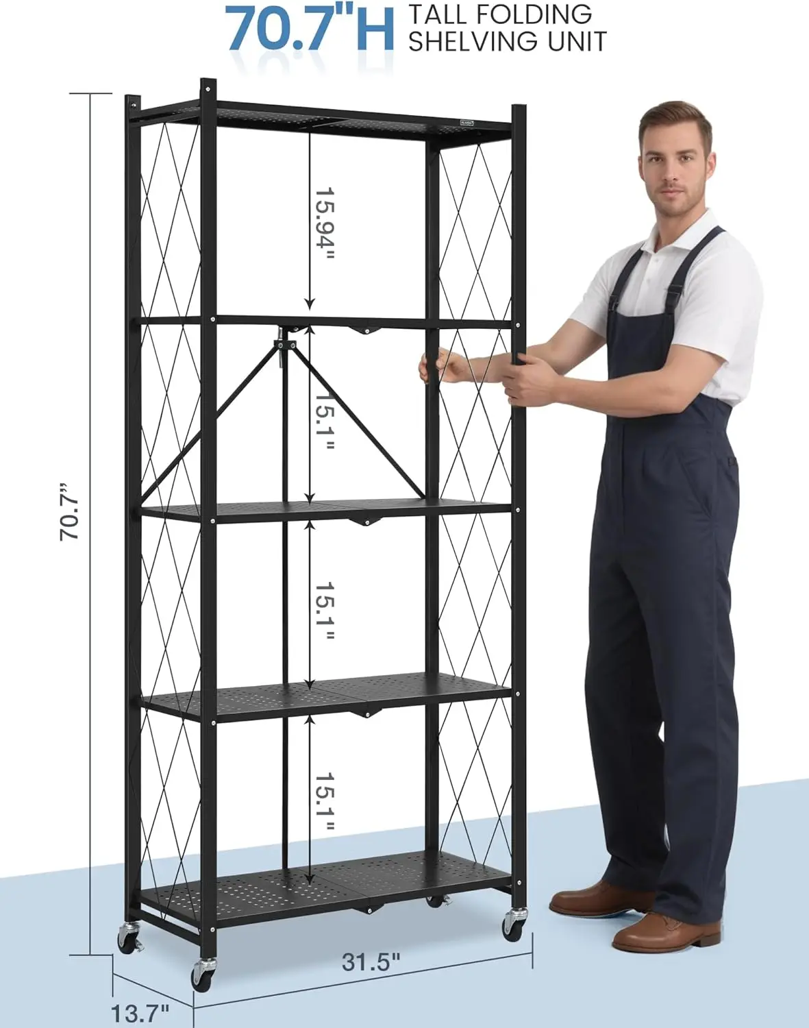 Металлические полки для хранения высотой 70 7 дюйма 5-уровневые складные на