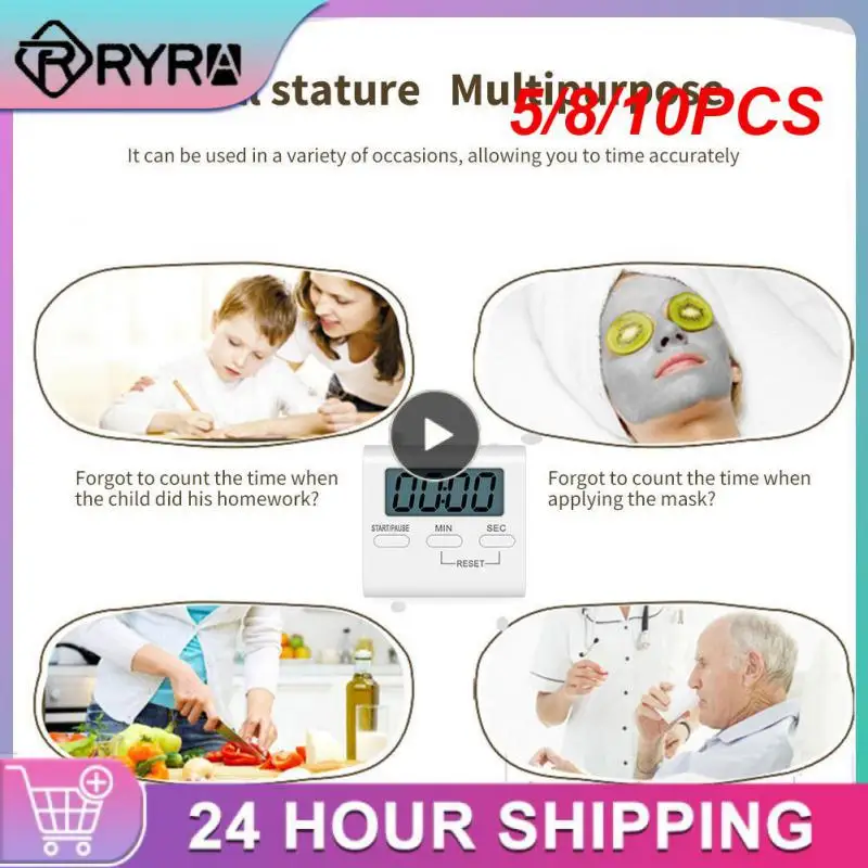 

5/8/10PCS Clear Numbers Cooking Timer For Cooking Baking Sports Games Office Digital Kitchen Timer Retractable Bracket