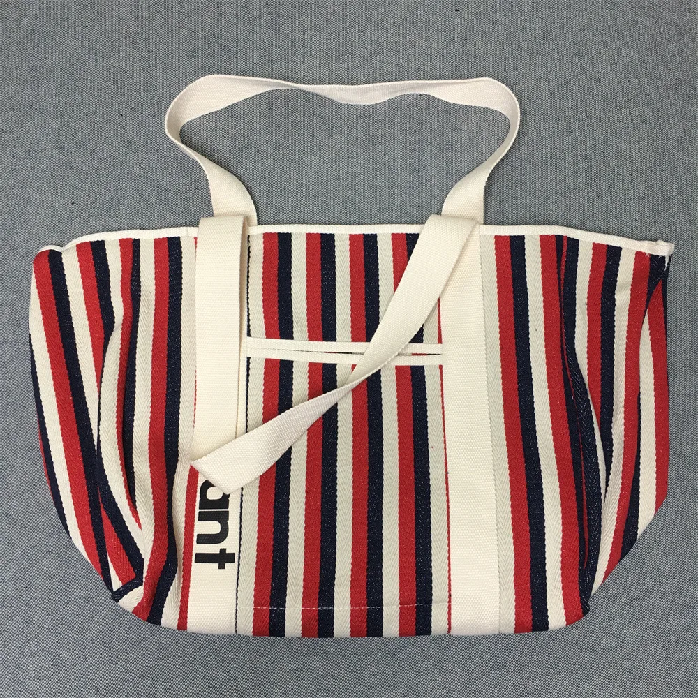 

Mar Canvas Shoulder Tote Bags Women Fashion Striped Printing Handbags Ladies Vintage Versatile Large Capacity Shopping Bag