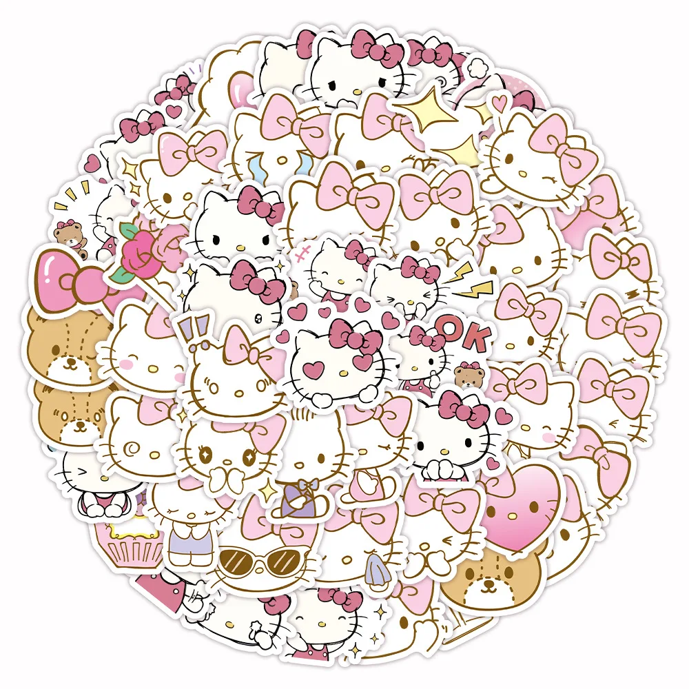 

Sanrio Stickers Hello Kitty Kawali Pink 62PCS Non-repeat Waterproof Reusable Children's Toys Free Shipping.