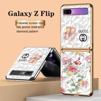 painted peony bumper for samsung galaxy z fold2 protective case samsung z fold2 electroplated diamond pattern shockproof case