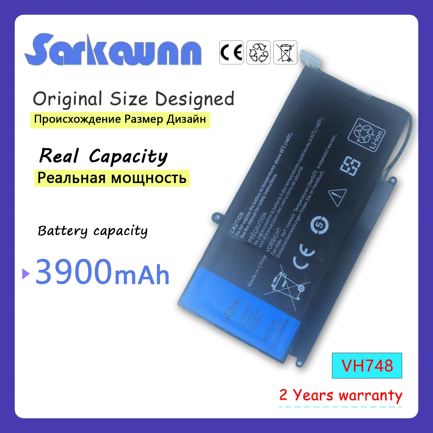 

SARKAWNN 3CELLSH VH748 LAPTOP Battery For DELL Vostro 5560 5470 5480 5460 Series