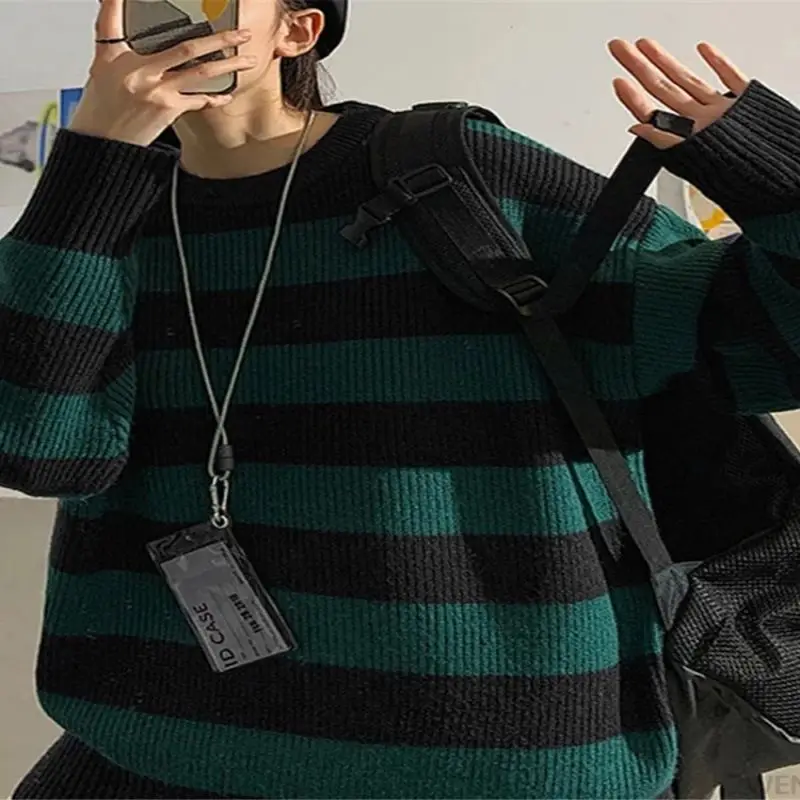 

Women Sweater Winter Pullovers Woman Striped Sweater Casual Jumper Oversize Couple Harajuku Shirt Warm Pullover Sueter De Mujer