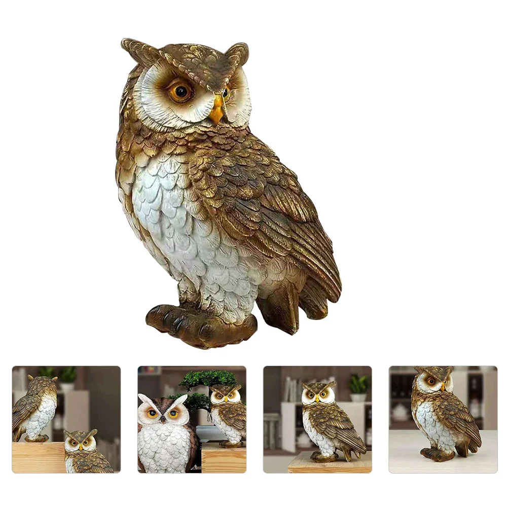 

Owl Animal Decor Decoration Statue Resin Table Lifelike Figurines Bookparty Model Shelf Indoor Ornaments Car Crafts Decorative