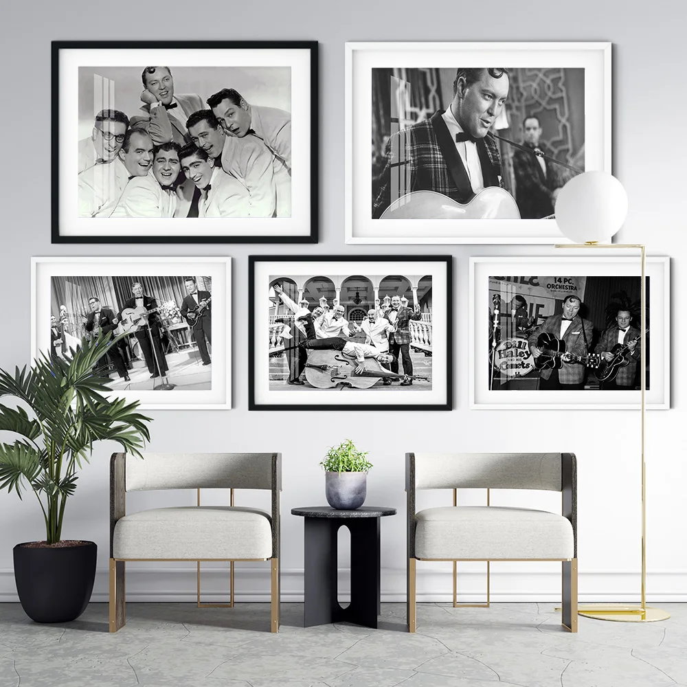 

Плакат Билла Хэлли, черный, белый, рок, музыка, певец, звезда, искусство, живопись, холст, настенные картины для гостиной, домашний декор