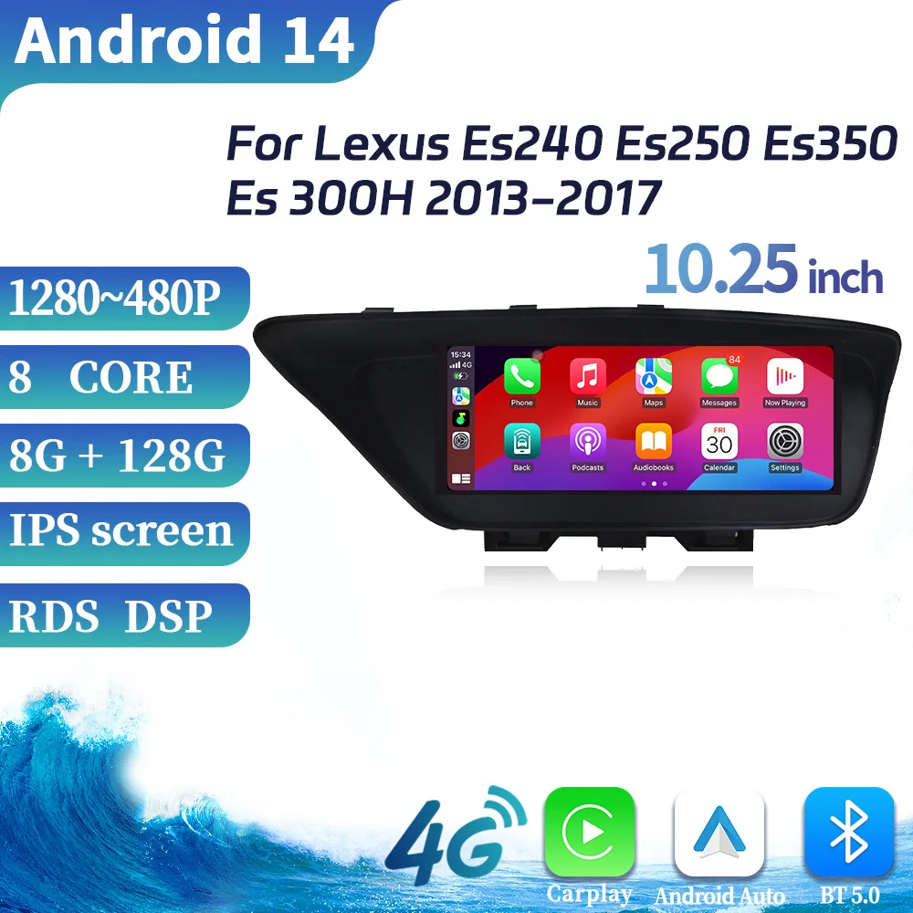 Автомобильная Мультимедийная система автомагнитола на Android 14 Wi-Fi Bluetooth 4G GPS для Lexus