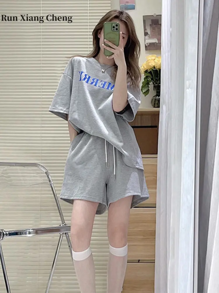 

Women's Short Sets 2023 Summer New Fashion Casual Oversize Two Piece Set for Women Loose Short Sleeve Wide Shorts Sportswear