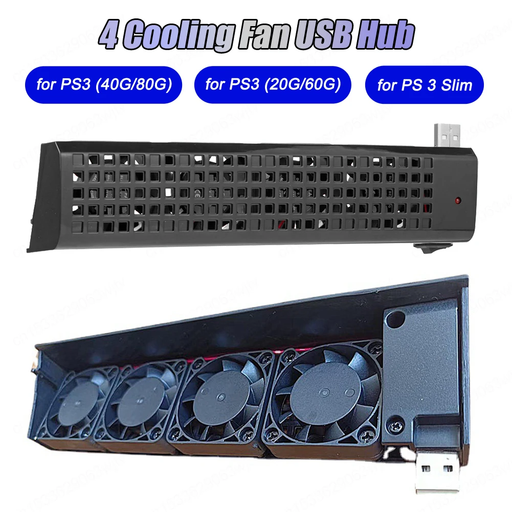 Игровая консоль для PS3, 5 в постоянного тока, док-станция для охлаждающих вентиляторов двойного ряда, для Playstation 3 (40 г/80 г), для PS3, тонкие аксессуары для игровых консолей