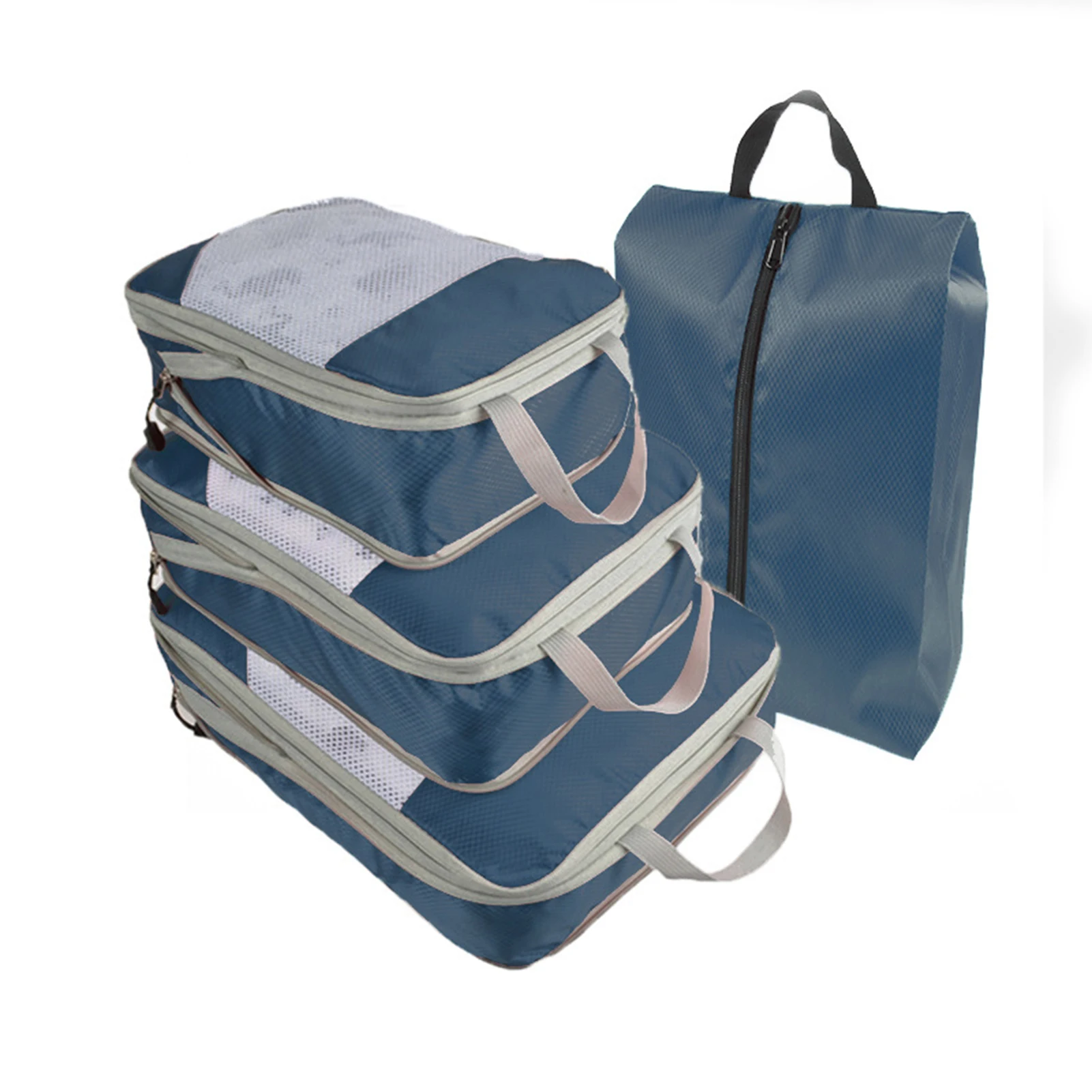 

4 Packs Travel Clothes Underwear Bag Foldable Shoe Bag & Laundry Bag for Weekender Sports Gym Vacation