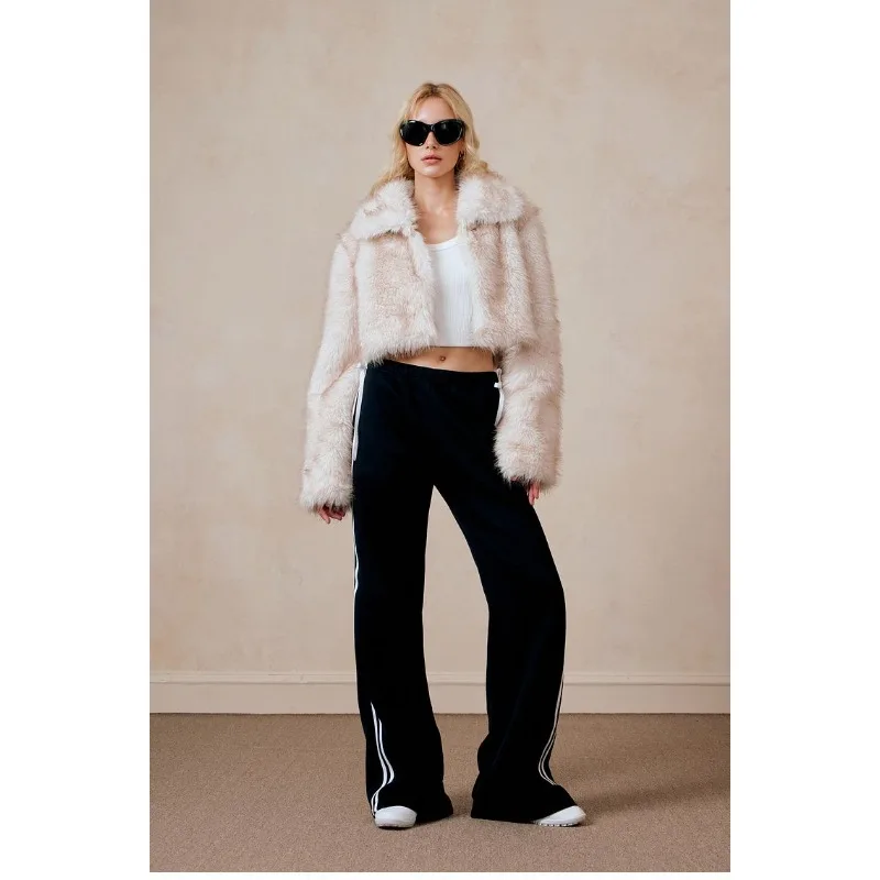 Женские черные полосатые спортивные брюки QWEEK Y2k мешковатые корейские модные