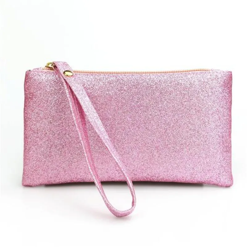 

1Pcs Men Women Shining Coin Purse Wallets PU Leather Clutch Phone Wristlet Party Handbag Credit Card Holder Key Money Mini Bag