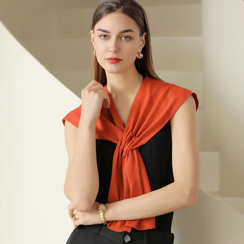 

High endSilk Soft Spring Trend Ssawl Women's Outer Decoration Cloak Japan And South Korea Sweet Solid Color Scarf Scarf Solid