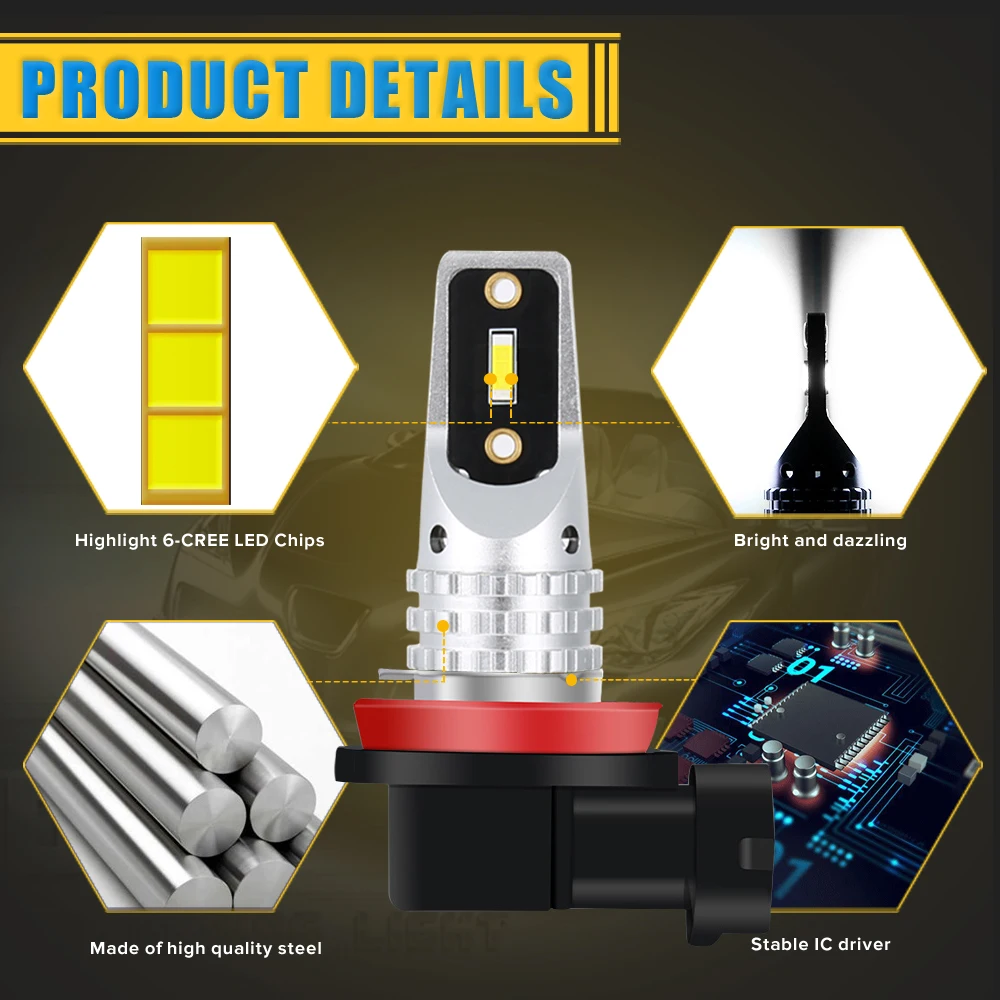 2x H11 H8 светодиодные противотуманные фары Canbus H16 H9 автомобильная лампа Диодная 12 В