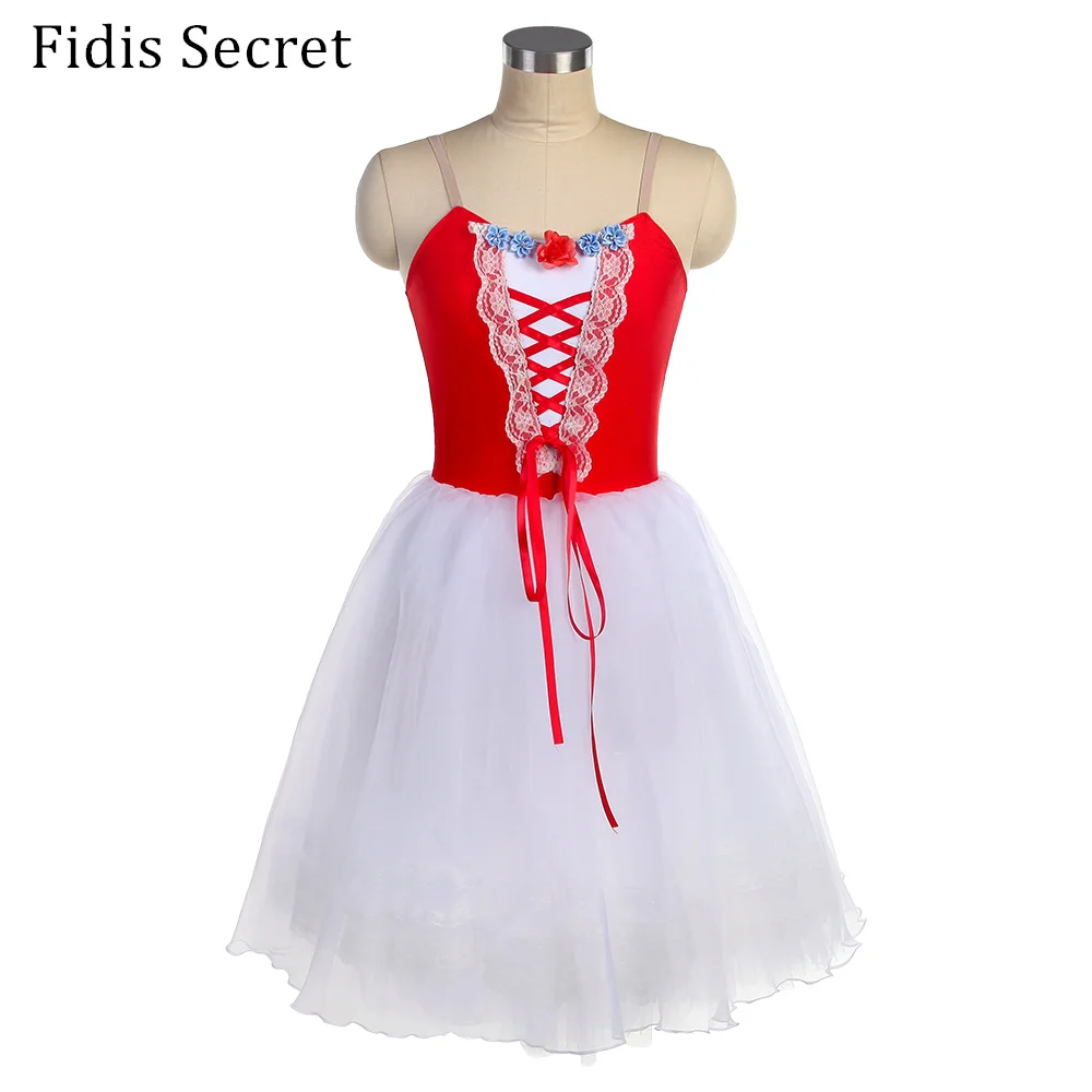 Женский красный верхний лиф романтическая длинная белая пачка танцевальные