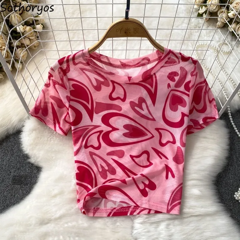 

Футболка женская с круглым вырезом, модный короткий топ с принтом, пикантный праздничный уличный топ в американском стиле Харадзюку, 5 цветов, лето