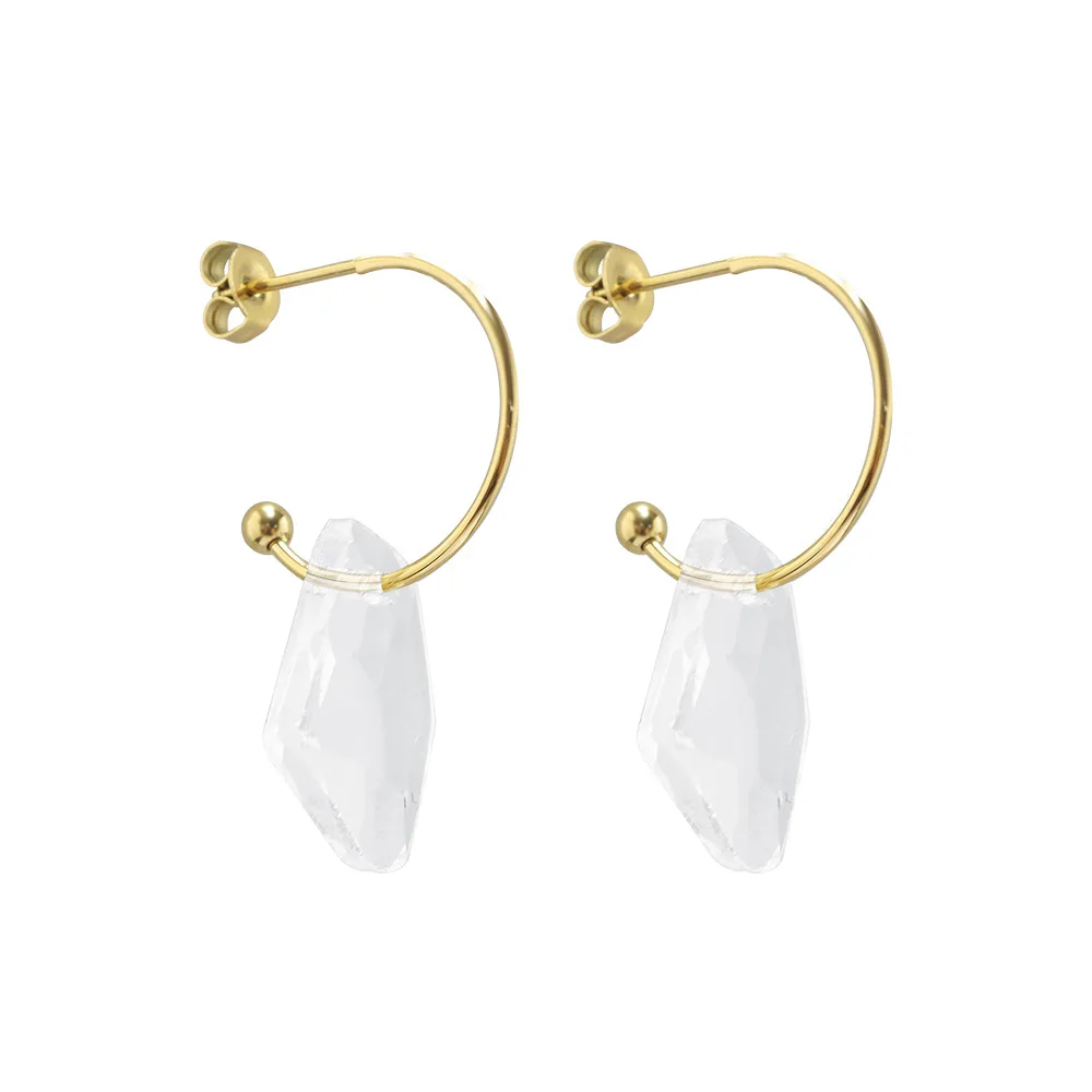 Clear Crystal Earrings Rose  Gold Color  White Zircon Hoop Earrings For Women Christmas Day Wedding Ear Jewelry