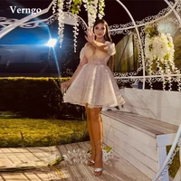 verngo glitter a line short prom dresses off the shoulder sleeves mini fashion sparkly party cocktail dress robe de mariage